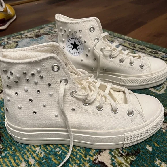 Converse Women's White High-Top Sneakers - Picture 1 of 6